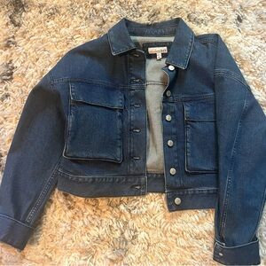 LOFT Dark Blue Crop Jean Jacket